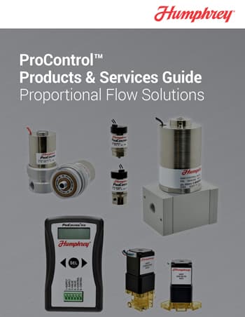Humphrey ProControl Proportional Flow Solutions product guide cover featuring valves, controllers, and solenoid components