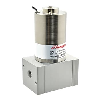 Servoid Series Balanced Proportional Valve Humphrey ProControl proportional control solenoid valve with cylindrical stainless steel solenoid body mounted on aluminum manifold base