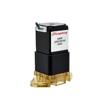 MiDP 391 Valve Humphrey MiDP series inert proportional solenoid valve with brass body and black solenoid coil, model S39130150